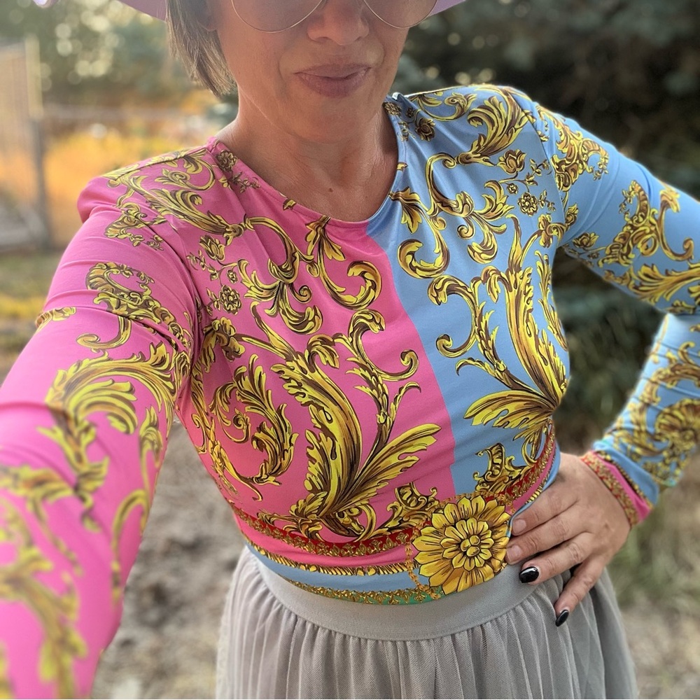 New! Bold Neon Color Block Italian Design Long Sleeve Bodysuit - Picture 5 of 8